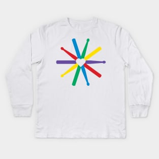 Rainbow Drumsticks Kids Long Sleeve T-Shirt